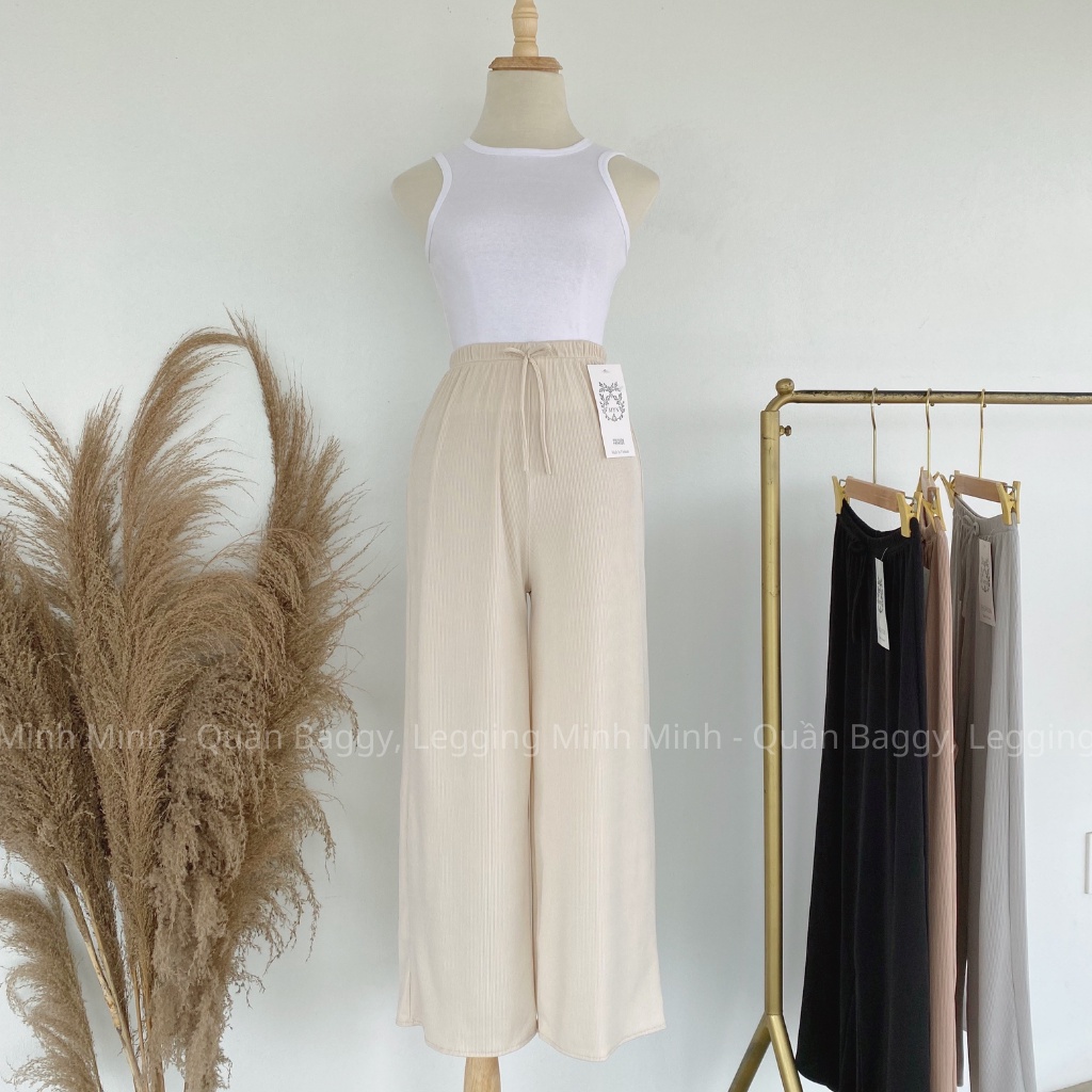 Quần Ống Rộng Liyan Chất Liệu Thun Tăm Lưng Cao Cạp Chun Freesize M02, Quần Ống Suông Lưng Thun Co Giãn Vải Mềm Mát