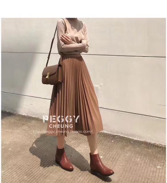 Chân váy dập li ánh nhũ hàng QC