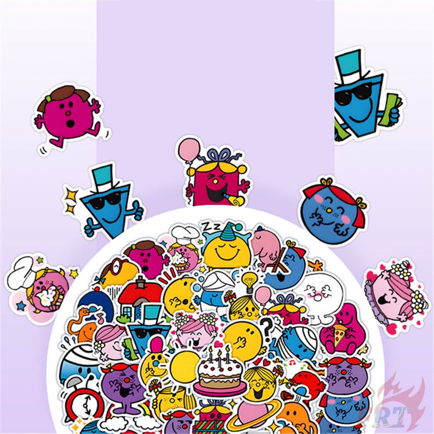 ❉ Sticker Mr.Men and Little Miss Dán Trang Trí ❉ Bộ 60 Sticker Chống Thấm Nước Họa Tiết Doodle Hợp Thời Trang