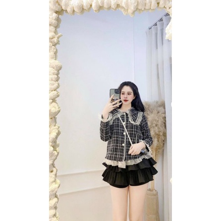 ÁO DẠ CARO CỔ PHỐI BÈO PITER