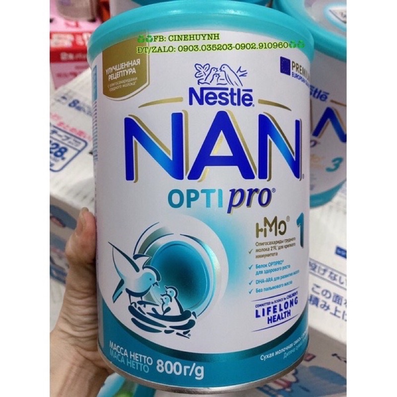 SỮA BỘT NAN HÀNG NỘI ĐỊA NGA HMO MẪU MỚI 800gr ĐỦ SỐ 1,2,3,4