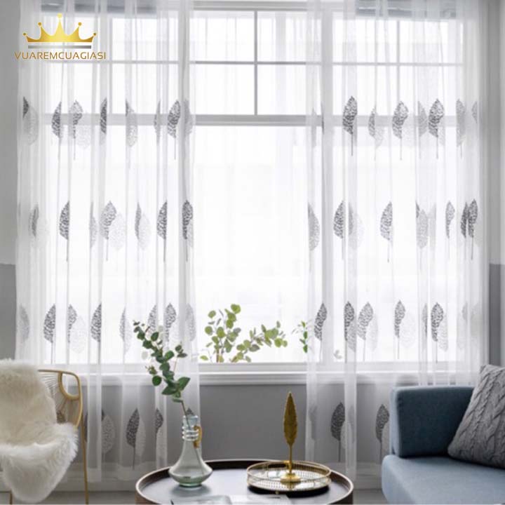 [Mã LIFEHLDEC giảm 10% đơn 99k] Rèm cửa sổ voan hoa văn trắng trang trí cực xinh decor phòng siêu đẹp VIP07 Vuaremgiasi