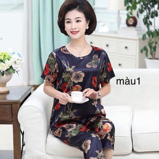Bộ quần áo lụa trung niên hàng Quảng Châu