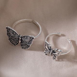 Set 2 nhẫn mạ bạc hình bướm thời trang
