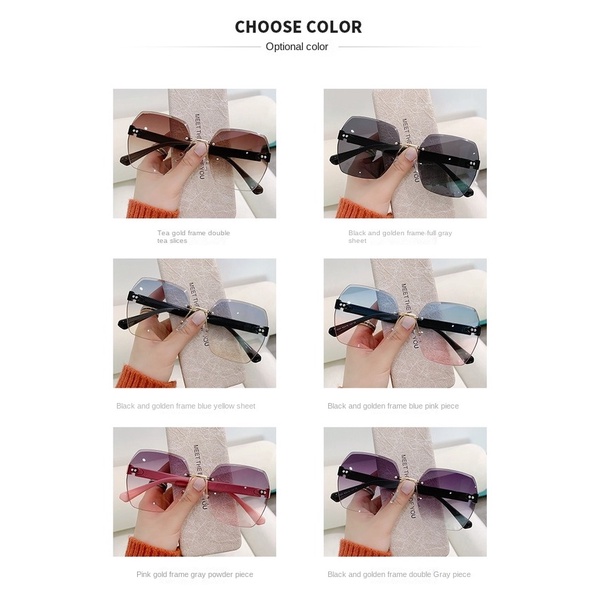 Kính Mát Chống Tia UV Không Gọng Phong Cách Hàn Quốc Mới Cho Nam Nữ