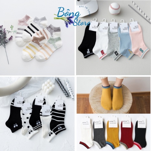 Tất Nữ thời trang cao cấp BONGSTORE, Vớ Cotton nữ cổ ngắn cao cấp mềm mịn, thoáng mát