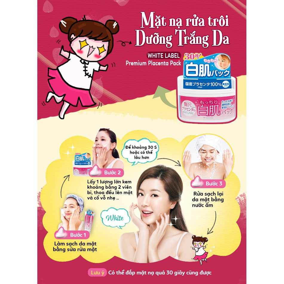 Mặt nạ rửa trôi dưỡng trắng da White Label Premium Placenta Pack 130g