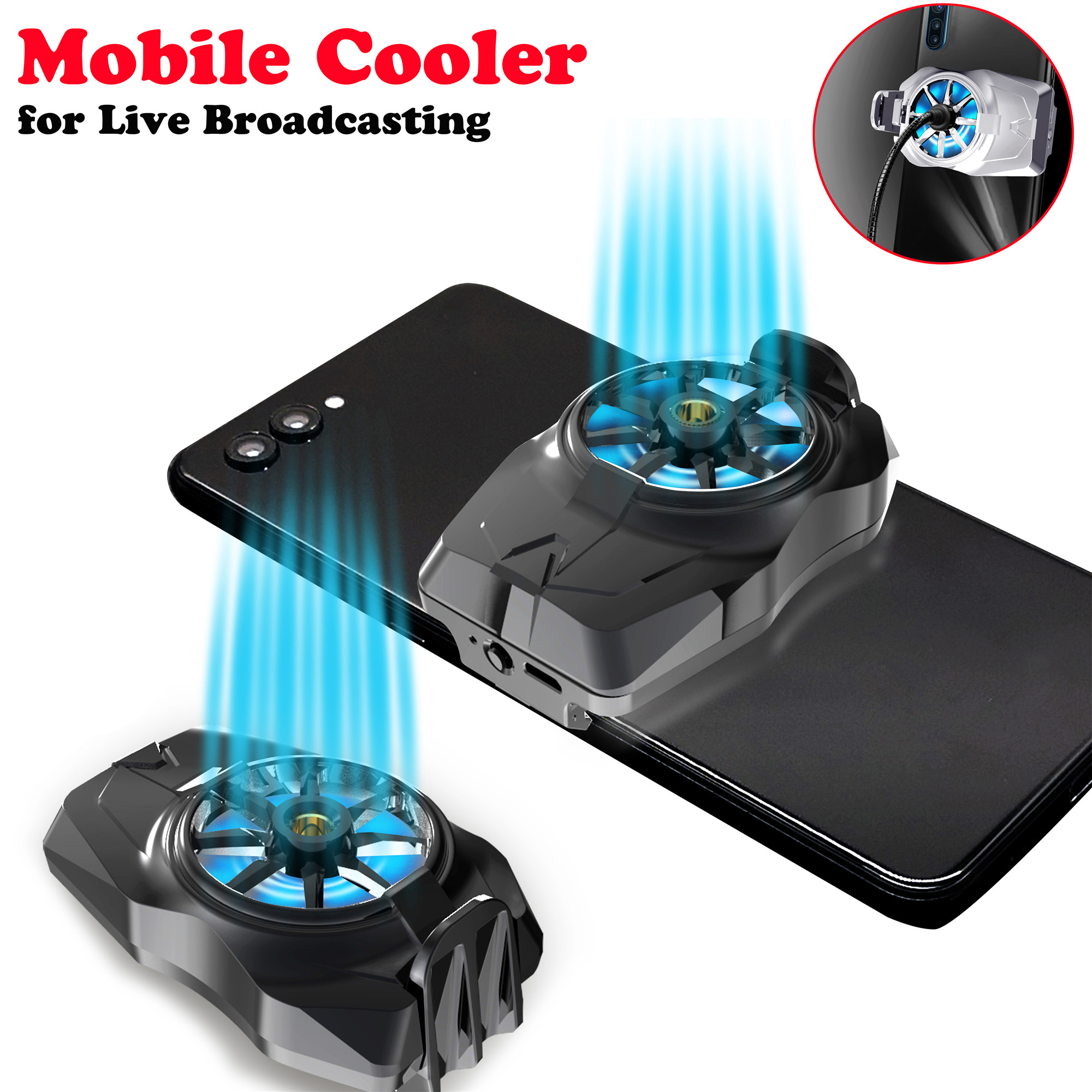 New Mobile Cooler for Live Broadcast Mobile Game Radiator Portable Cooling Fan