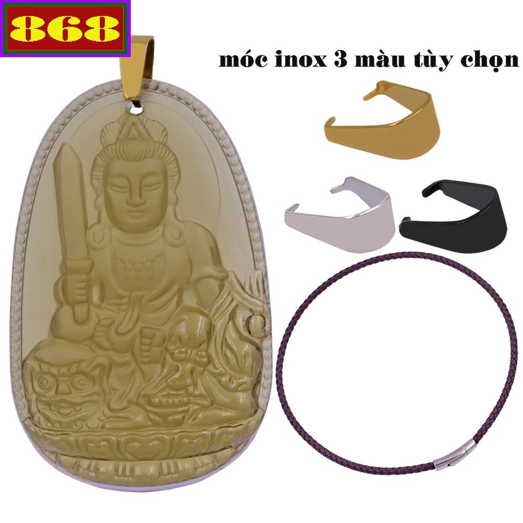 Vòng cổ mặt Phật hộ mệnh tuổi Mão - Dây da nâu Văn thù obsidian VDANO8 - Size phù hợp cho nam và nữ