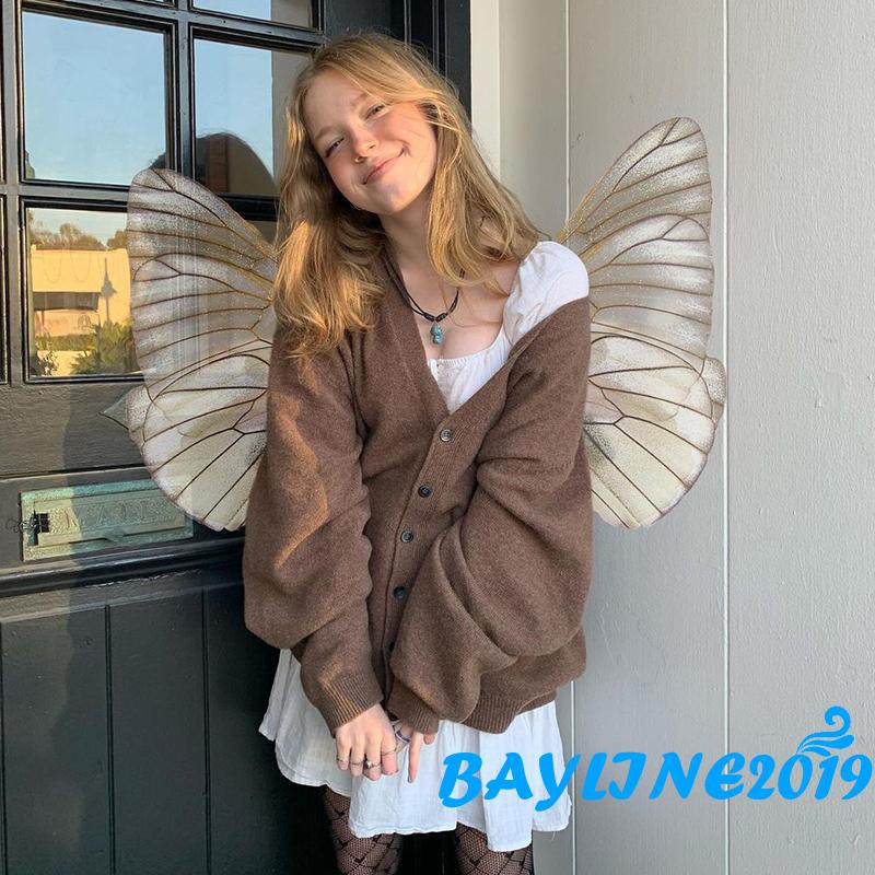 Áo khoác cardigan dệt kim cổ chữ V dáng rộng màu nâu phong cách Hàn Quốc thời trang mùa thu cho nữ
