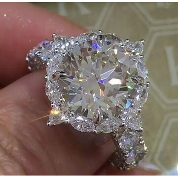 Nhẫn cưới bạc 925 đính đá sapphire trắng tự nhiên size US 6-9