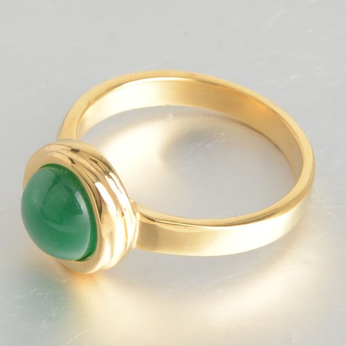 Nhẫn Mặt Tròn Đá Nhân Tạo Màu Xanh Titan Ko Đen TT 3522