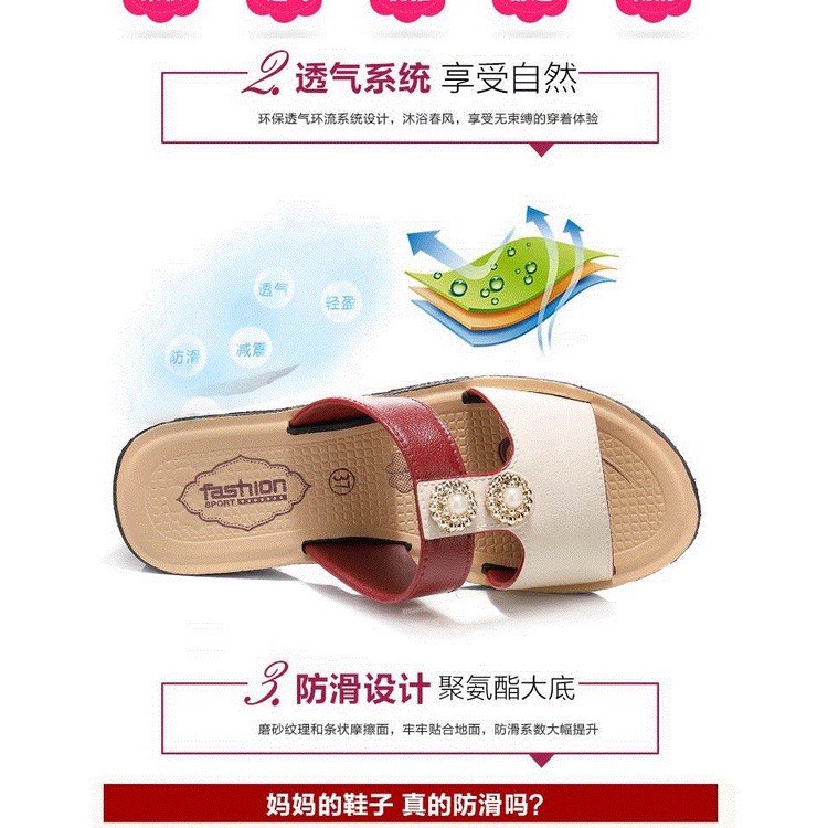 Dép nữ trung niên cho Bà cho Mẹ đế cao su đúc đi bền êm chân