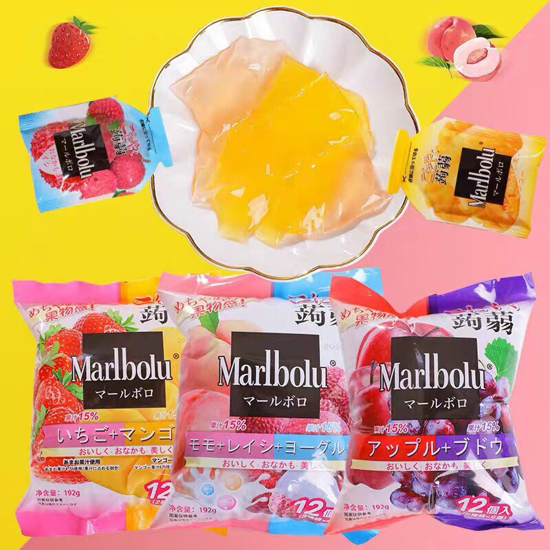 Một gói thạch pudding mix vị trái cây Marlbolu Nhật Bản thơm ngon mát lạnh gói 192gam