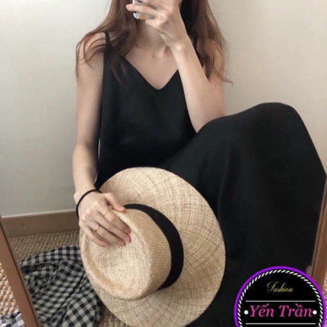 Váy xuông chất đũi lụa trơn 2 dây basic nữ