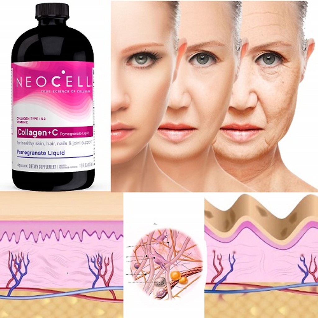 Collagen Lựu Mỹ NeoCell Collagen Pomegranate Liquid 4000mg Chống Lão Hóa Da