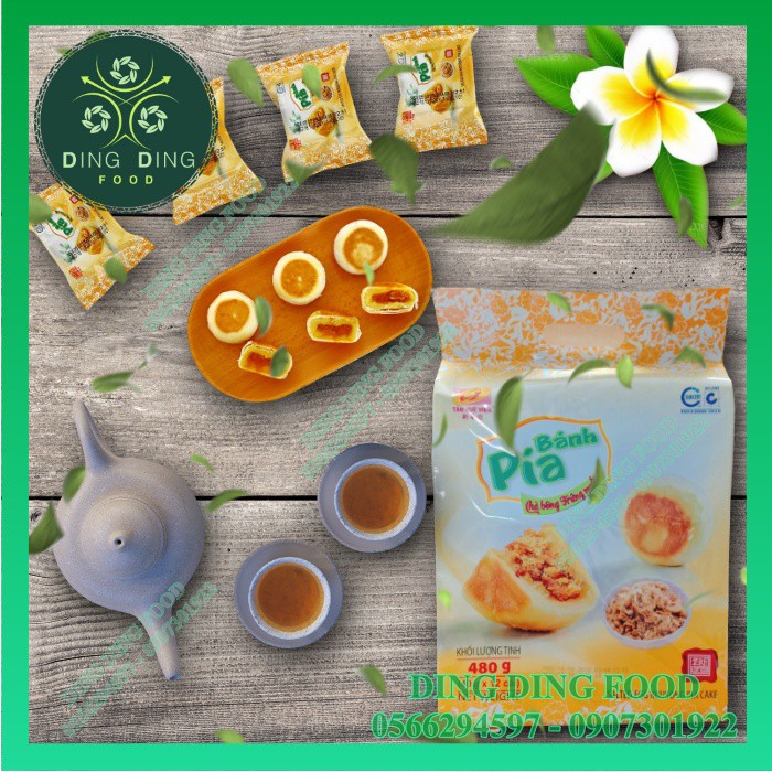 Bánh Pía Mini Thịt Chà Bông Trứng Muối 480g [12 BÁNH]| Pía Tân Huê Viên| Ăn Vặt| Pía Kim Sa Chà Bông - DING DING FOOD