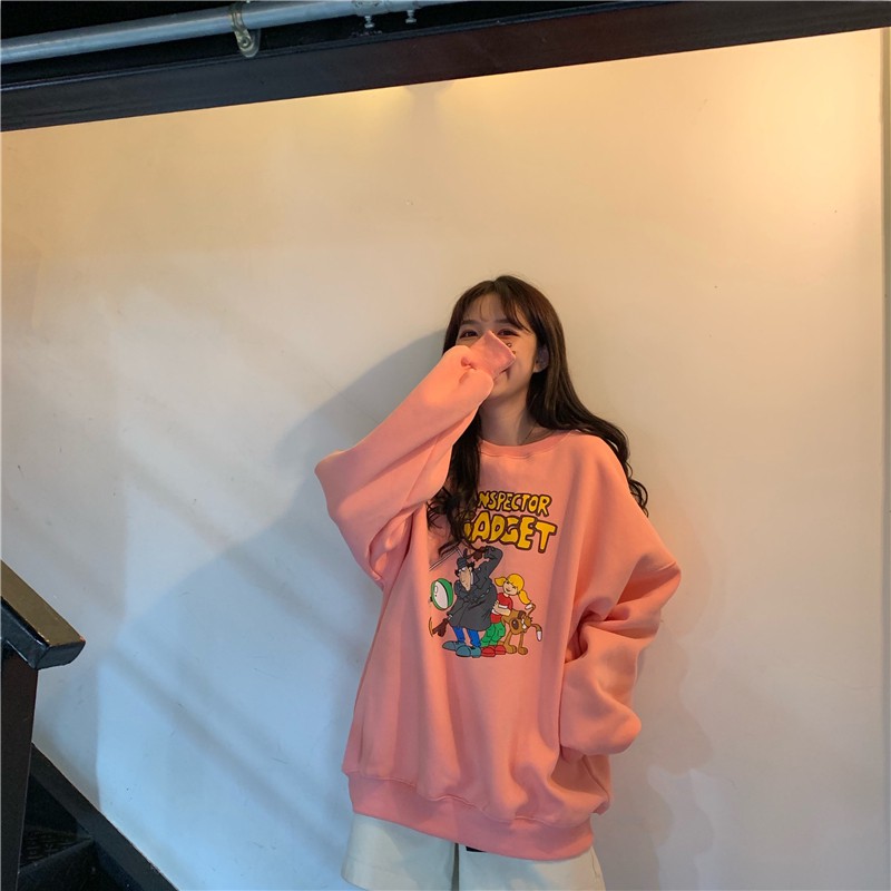 Áo sweater nữ form rộng phong cách áo sweater nữ nỉ unisex in hoạt hình GADGET thời trang du lịch đi học | BigBuy360 - bigbuy360.vn