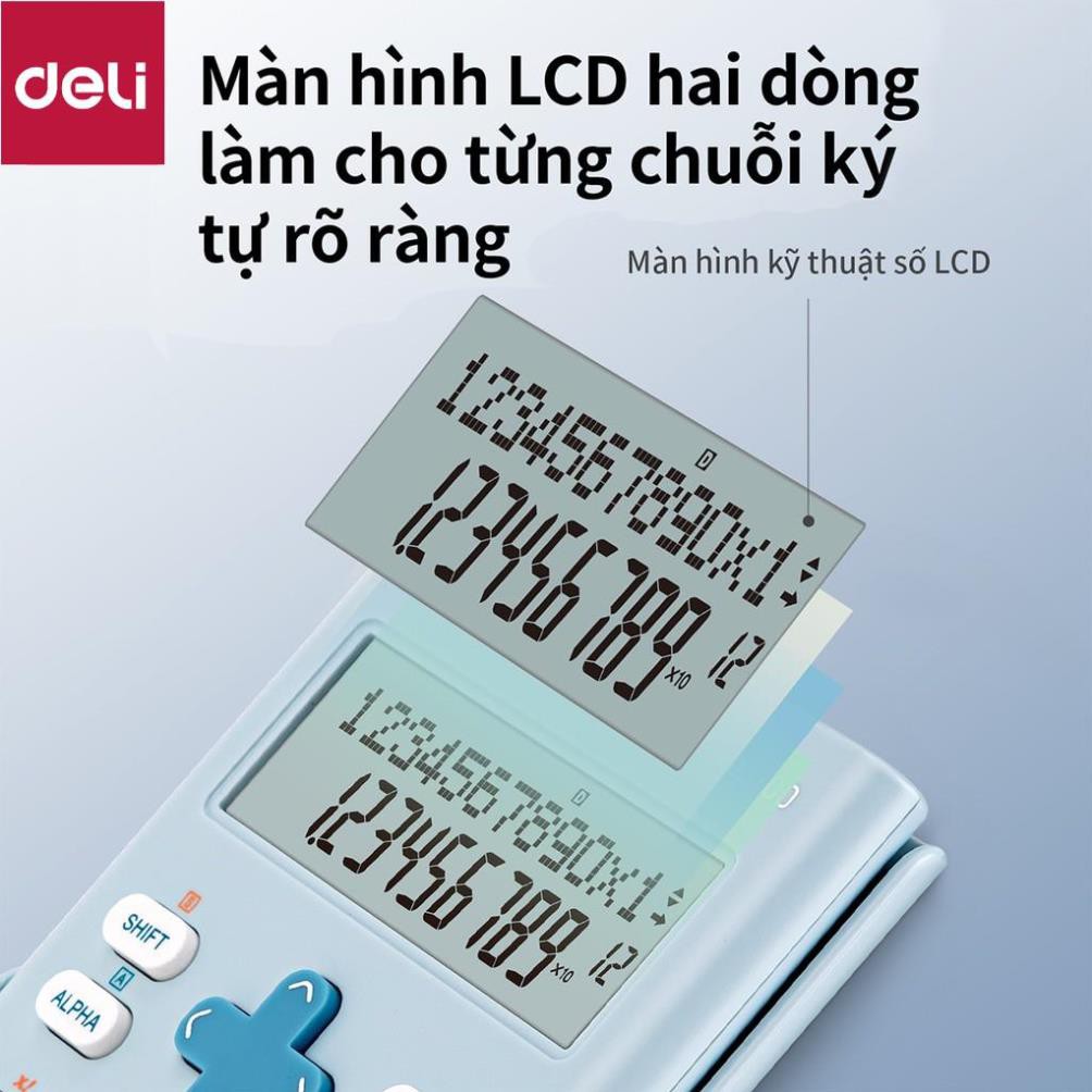 Máy tính kỹ thuật học sinh Deli -Xanh/ Hồng/ Trắng - 1700 [Deli]