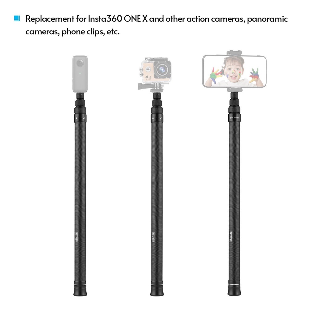 Gậy Tự Sướng Sợi carbon 1.5m / 3m Kèm Gậy Tự Sướng 1 / 4 inch Chuyên Dụng Cho insta360 x3 / go 3 / one x2 / gopro / one r / rs / dji osmo action 4 3