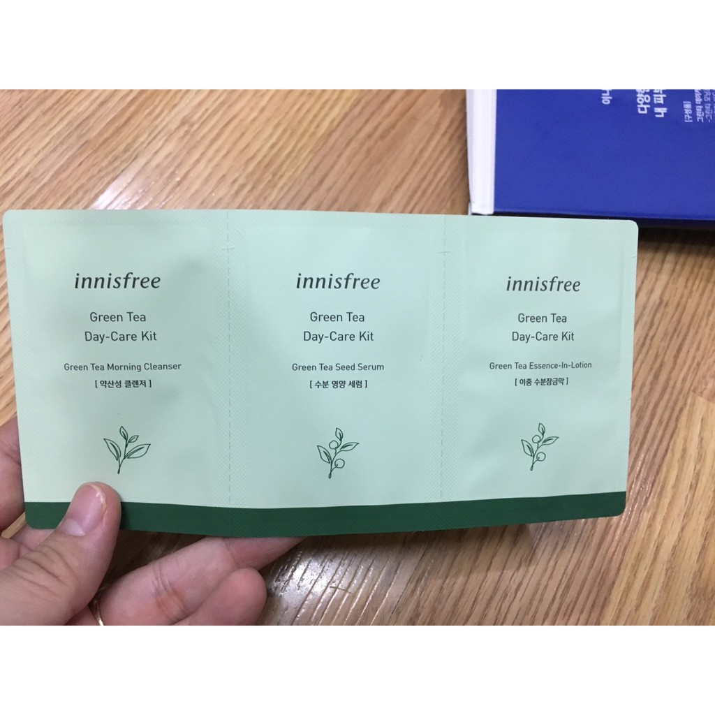 [AUTH 1000%] Set sample dưỡng da ban ngày ban đêm Innisfree Green Tea Day Care Night Care Kit date t1/22