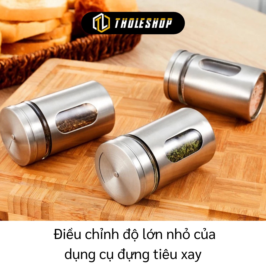 Hũ Đựng Tiêu - Lọ Rắc Tiêu, Muối, Đựng Gia Vị, Tăm Tiện Dụng Bằng Thủy Tinh Và Inox 9825