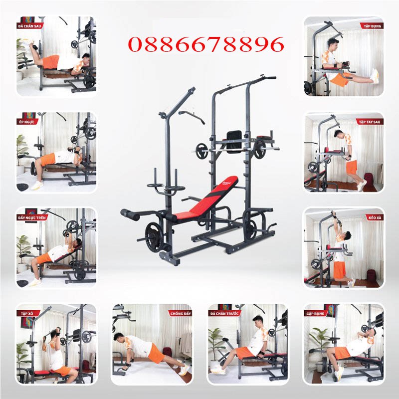 Giàn tạ đa năng ZASAMI 8211, 8sport free sip + quà tặng đủ bộ tạ gang  sẵn hàng