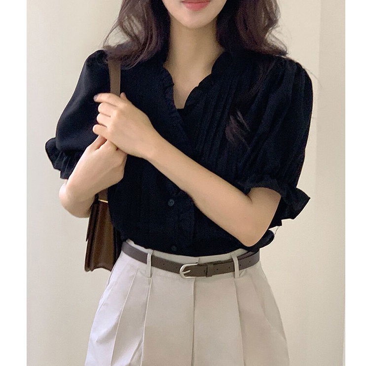 Áo Sơ Mi Ngắn Tay Xếp Ly Thanh Lịch 49307