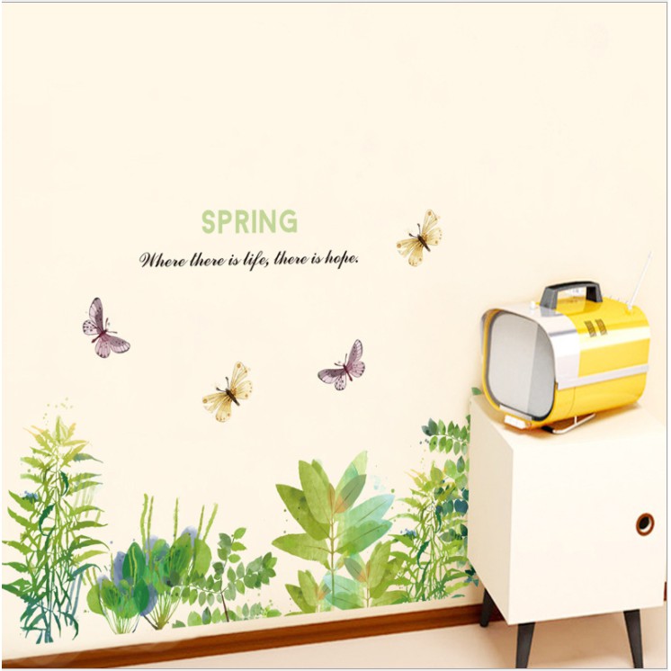 Decal dán tường trang trí - CHỮ TIẾNG ANH CÂY VÀ trang trí - CHỮ TIẾNG ANH CÂY VÀ BƯỚM MÙA XUÂN