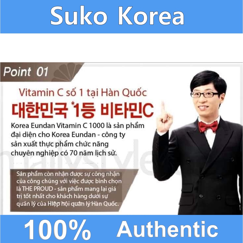 Viên uống vitamin C 1000mg Hàn Quốc Korea Eundan 120 viên, vitamin c bạc - date xa