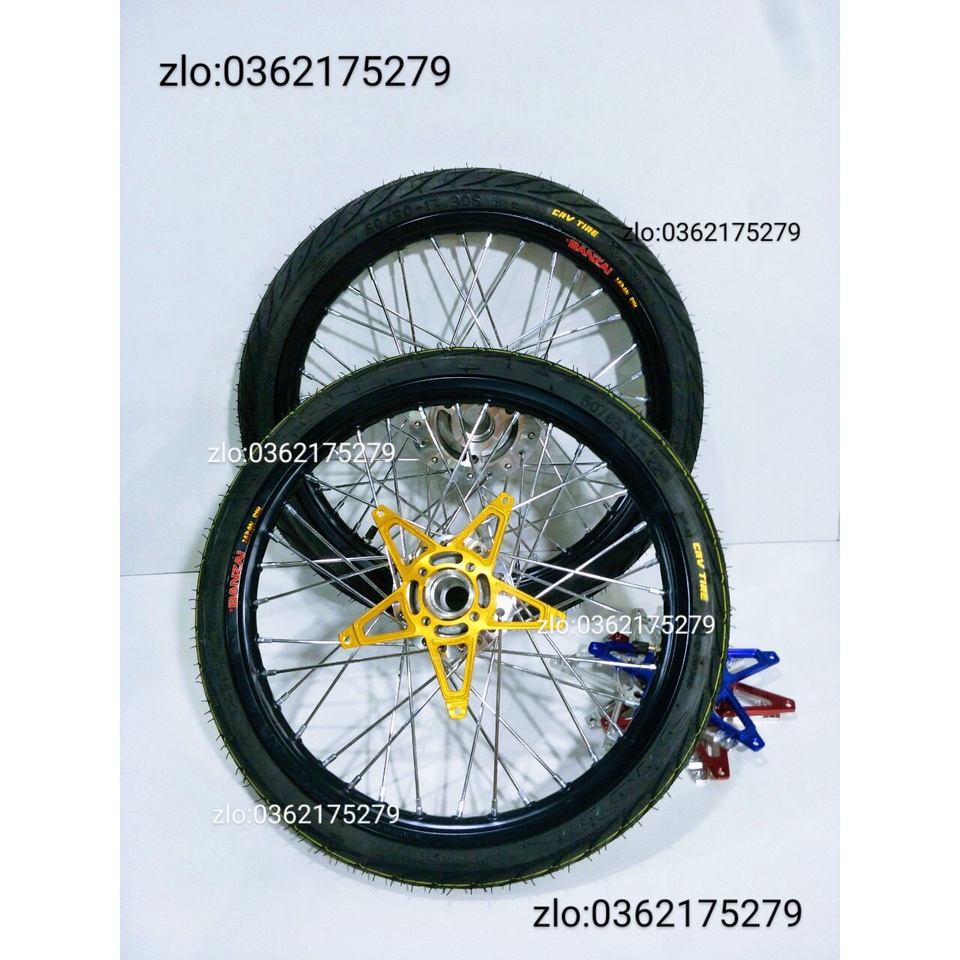 CẶP BÁNH CĂM RAIDER BAN ZAI .DALE. SOLUTE .SH THÁI ĐEN CĂM ĐÙM MẠ CROM LOẠI 1 KÈM VỎ CRV THÁI 60.70 VỚI PÁT NGÔI SAO