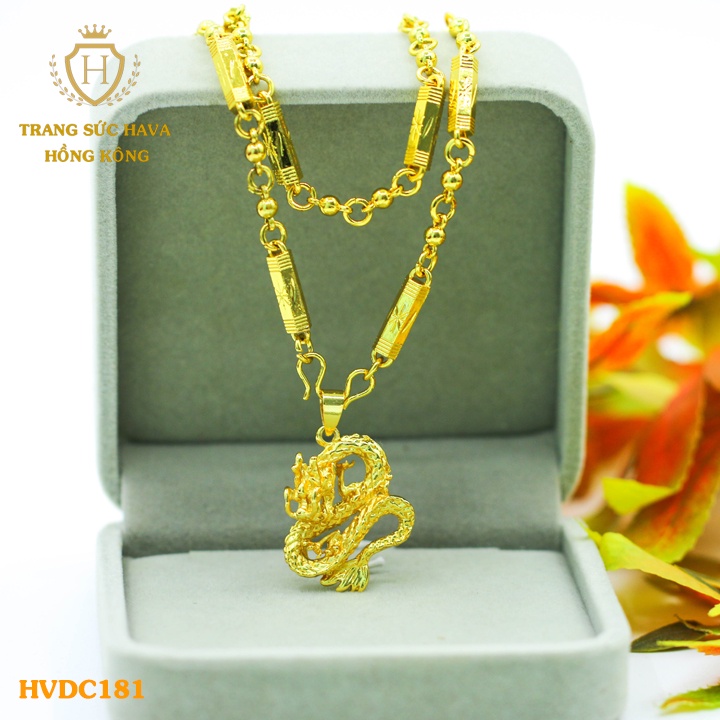 Dây Chuyền Nam Titan, Vòng Cổ Mặt Rồng Xi Mạ Vàng Non Cao Cấp - Trang Sức Hava Hong Kong