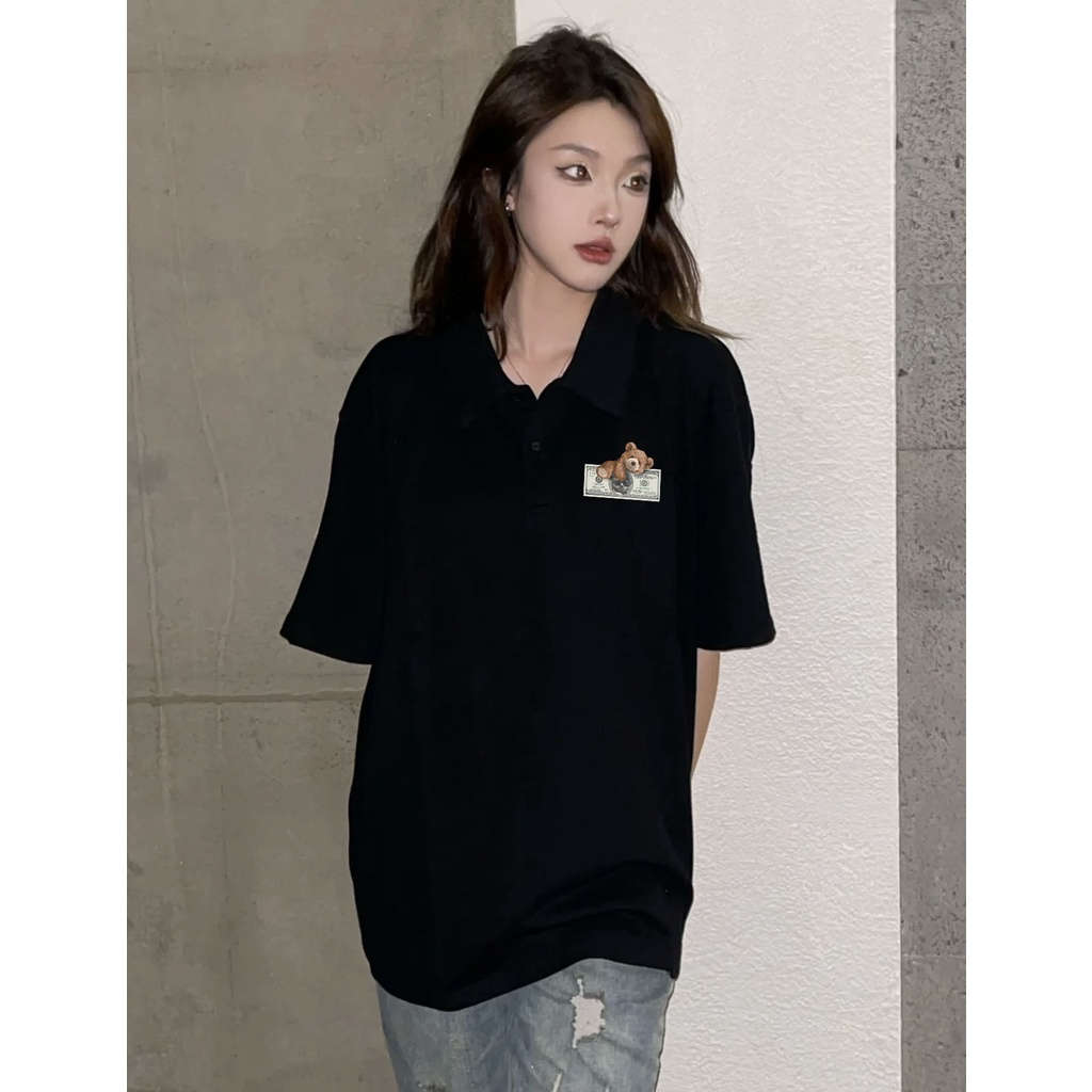 Áo polo nữ form rộng có cổ đẹp chất cotton form unisex PL042 Miucho in Graphic