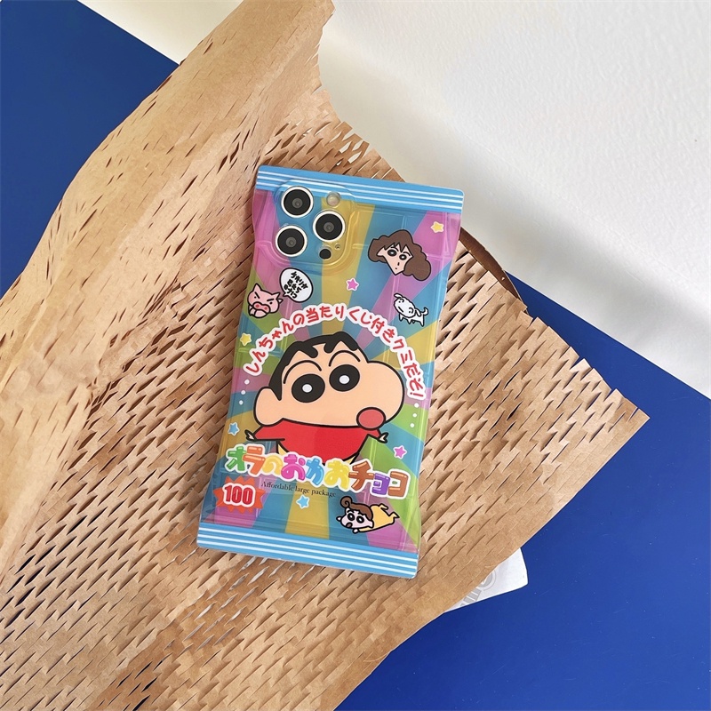 Shin-chan Dễ Thương iPhone 14/14ProMax/13ProMax/13Pro/13/12ProMax/12Pro/12/11Pro/11ProMax/Xsmax/X/Xr/7/8Plus Gói Kẹo Apple Couple Snack Vỏ Điện Thoại Di Động Vỏ Silicon Hài Hước Mới