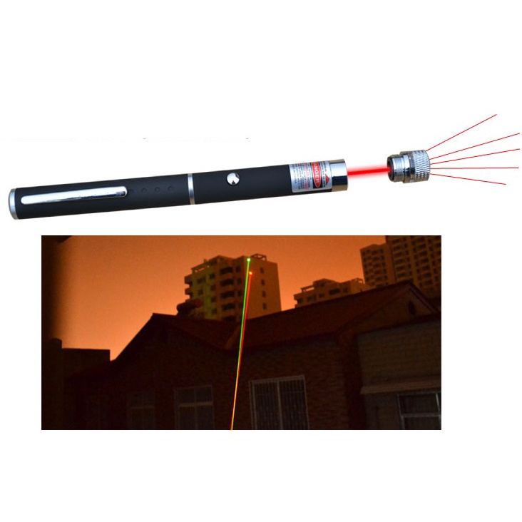 Denshitaro Laser pointer - Bút Chỉ Tia Laser Màu Đỏ Xanh Lá 5mw 650nm - Bút chuyên dụng Slide + TẶNG KÈM PIN AA