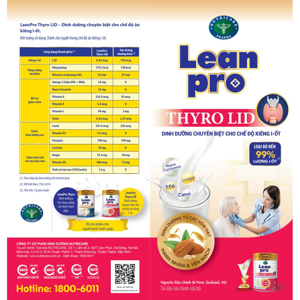 Sữa Lean Pro Thyro Lid 900gr– Dinh dưỡng tối ưu cho người kiêng I-ốt