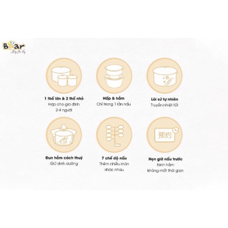 Nồi nấu cháo chậm Bear - Bản quốc tế bảo hành 18 tháng