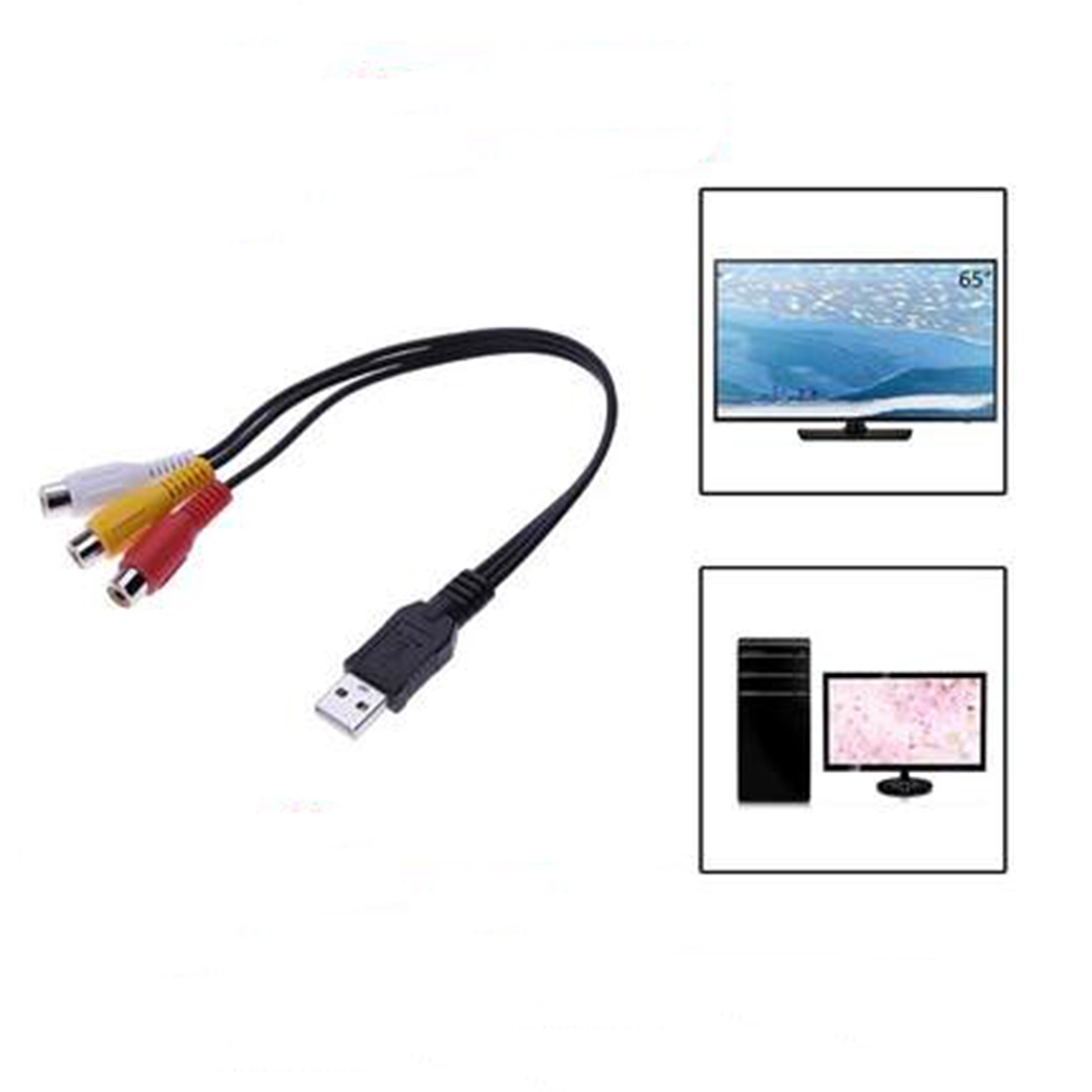 Dây cáp chuyển đổi 3 cổng cắm RCA HDTV TV video AV sang chui cắm USB