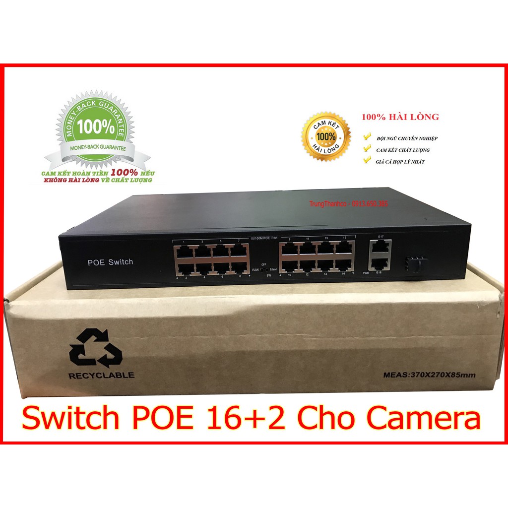 Switch Chia Mạng POE 16+2 Cho Camera