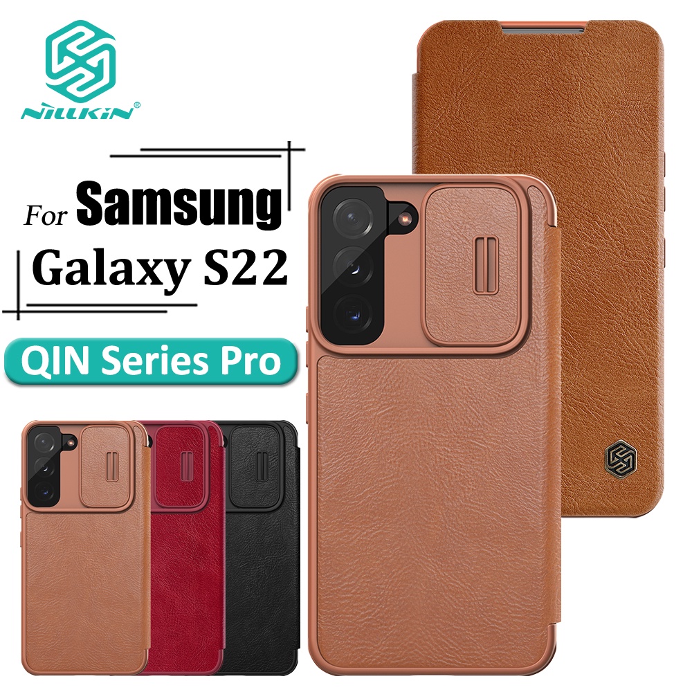 Bao da điện thoại nắp lật Nillkin QIN seri Pro cho SAMSUNG GALAXY S22 bảo vệ 360 độ toàn diện