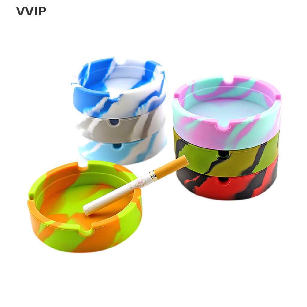 Vvvn Glowing In the Darkness Silicone Ashtray Portable Round Cigarette Ash Tray QDD