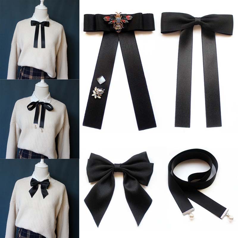 Nơ Cài Cổ Áo Màu Đen Phong Cách JK Cho Nữ Sinh
