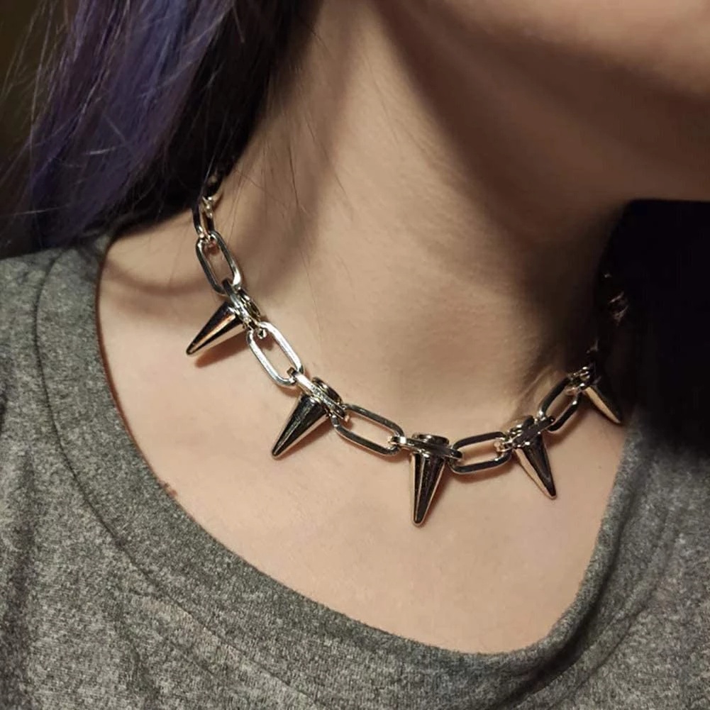 Vòng Cổ Choker Đinh Tán Bằng Kim Loại Thời Trang Hàn Quốc