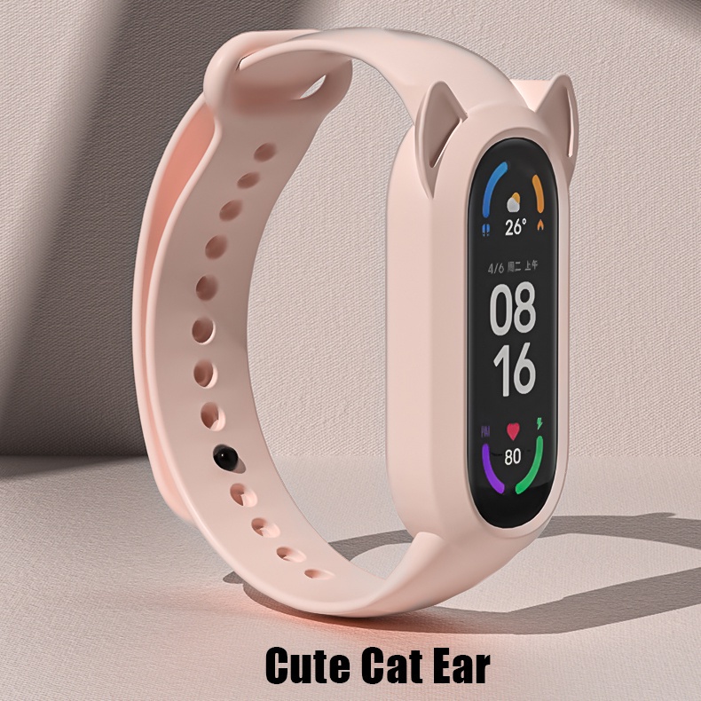 Dây Đeo Thay Thế Bằng Silicone Hình Tai Mèo Cho Xiaomi Mi Band 7 6 5 4 3 Mi Band 7 6 5
