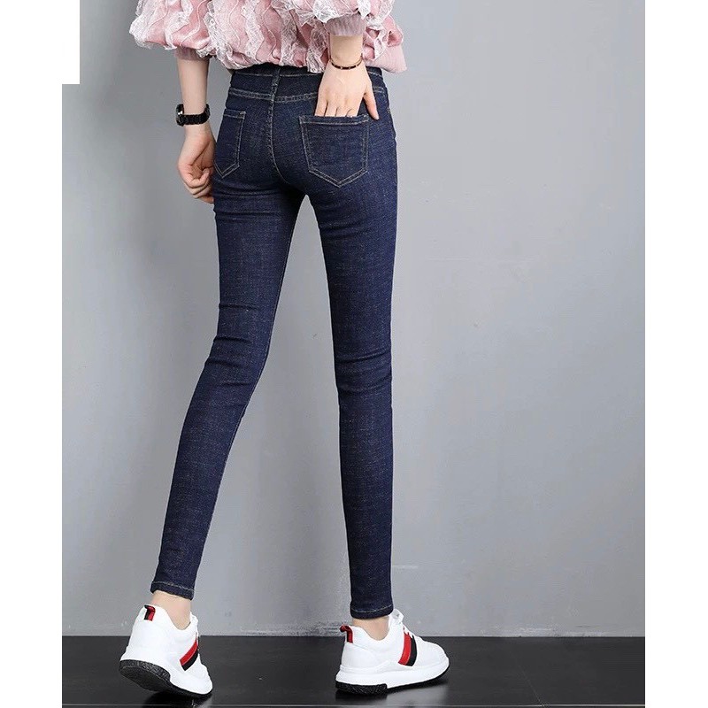 Quần jean nữ lưng cao màu xanh tiêu co giãn siêu tôn giáng ( CÓ BIG SIZE ) 003-sp11