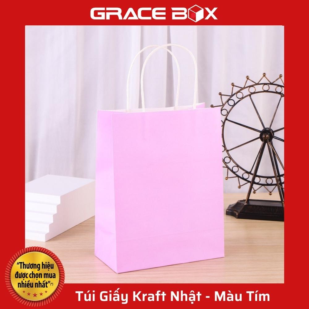 {Giá Sỉ} Túi Giấy Kraft Nhật Cao Cấp - Size 21 x 11 x 27 cm - Màu Tím - Siêu Thị Bao Bì Grace Box