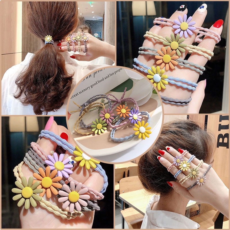Dây cột tóc hoa cúc dây buột tóc hoa cúc Hàn Quốc dễ thương quà tặng kèm dành cho khách dây chun cột tóc hoa cúc