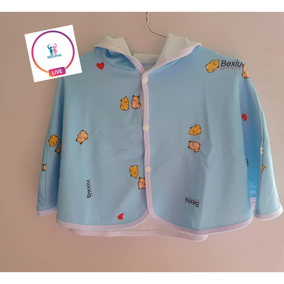 Áo khoác kiểu choàng cánh dơi Bexiu có nón cotton 2 mặt mềm mịn cho bé từ 8-14kg