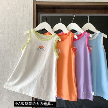 Đầm không tay in họa tiết hoạt hình phong cách Hàn Quốc cho bé gái