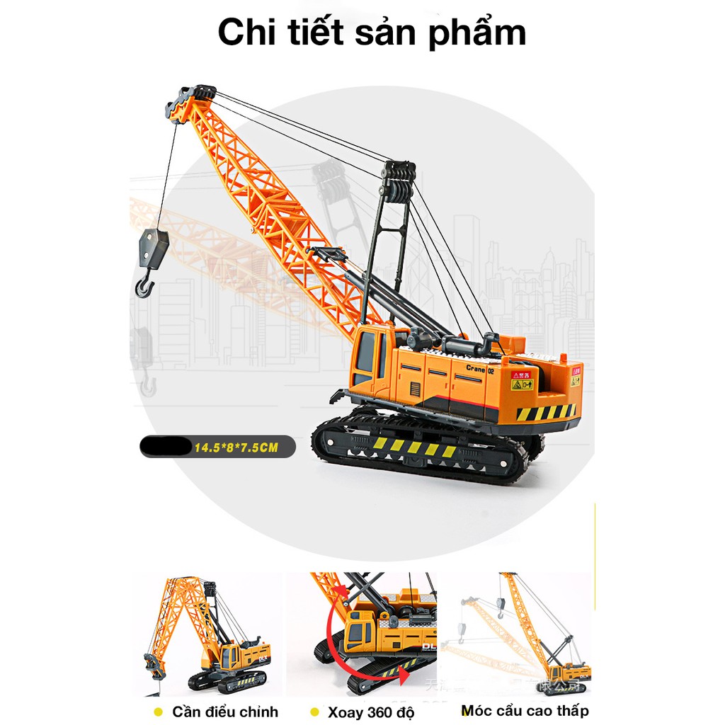 Mô hình xe đồ chơi, xe cần cẩu nâng hàng kích thước lớn, chất liệu nhựa an toàn cho bé